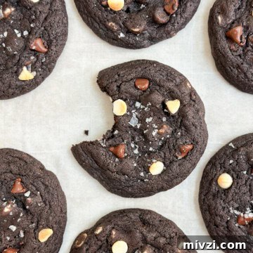 Inside-Out Chocolate Chip Cookies Recipe — Gooey Center Cookies 10 a bite missing from an inside out chocolate chip cookie.