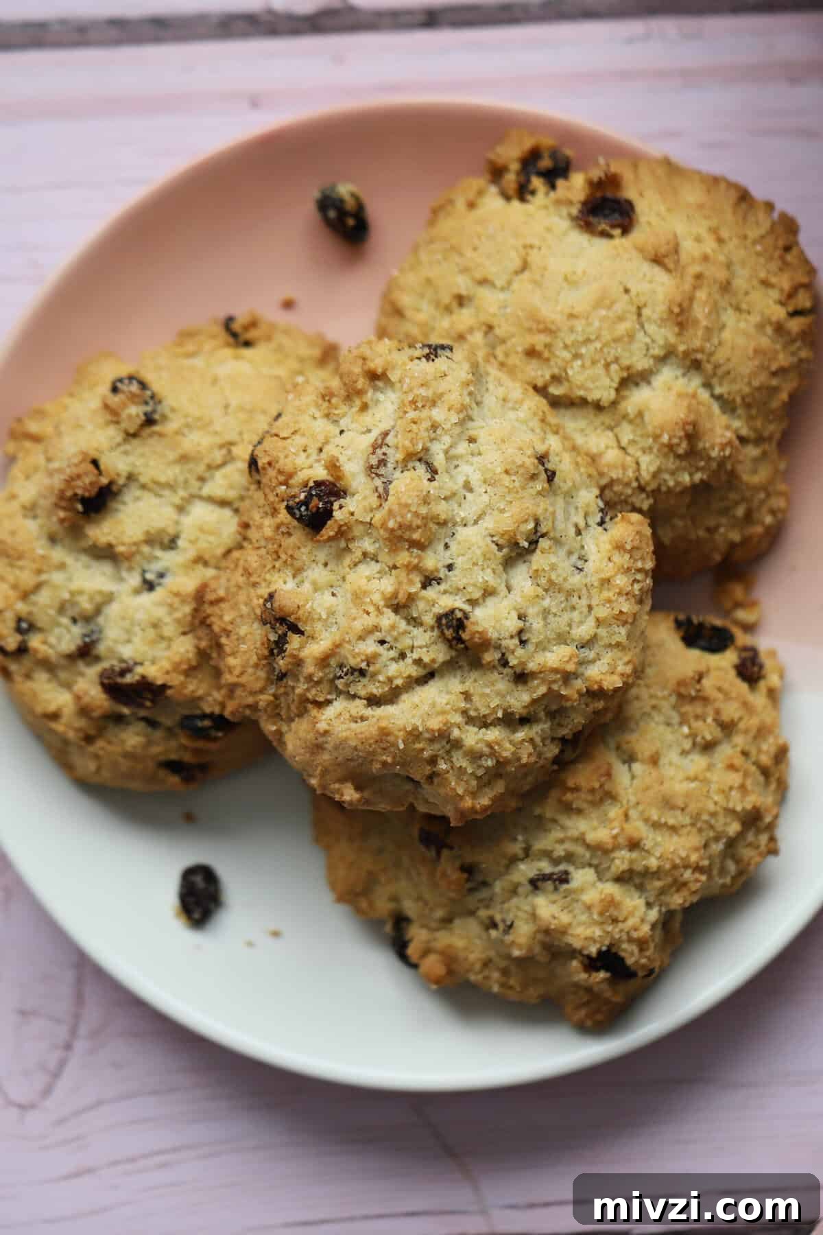 Overhead shot of a plate of gluten free rock cakes.