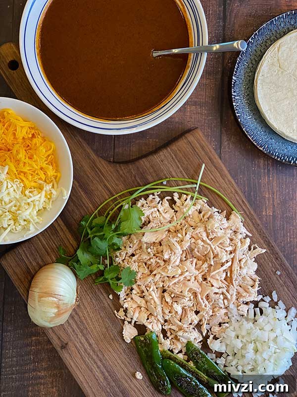 ingredients for Smoked chicken and cheese enchiladas