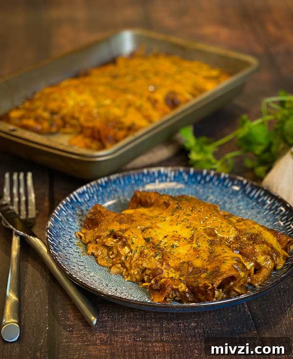 Smoked chicken and cheese enchiladas plated