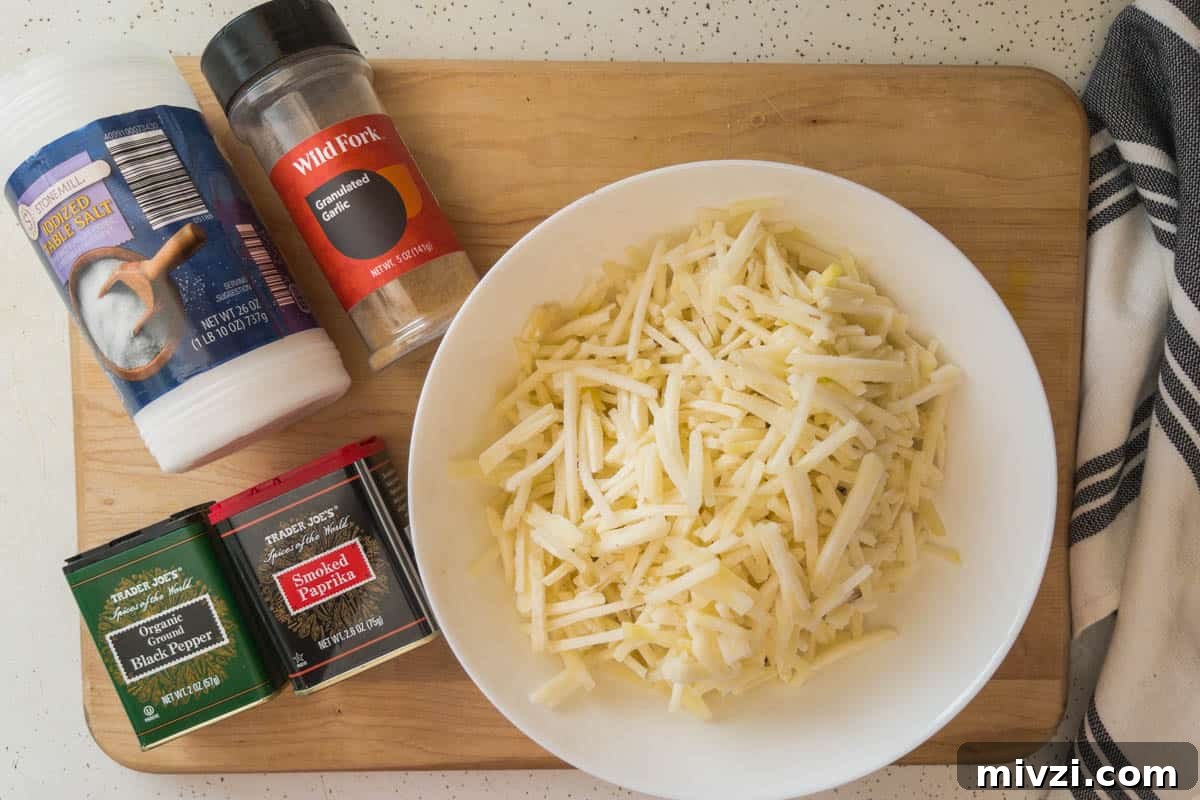 Crispy Air Fryer Hash Browns in 15 Minutes 3 Ingredients and spices needed to make hash browns in the air fryer