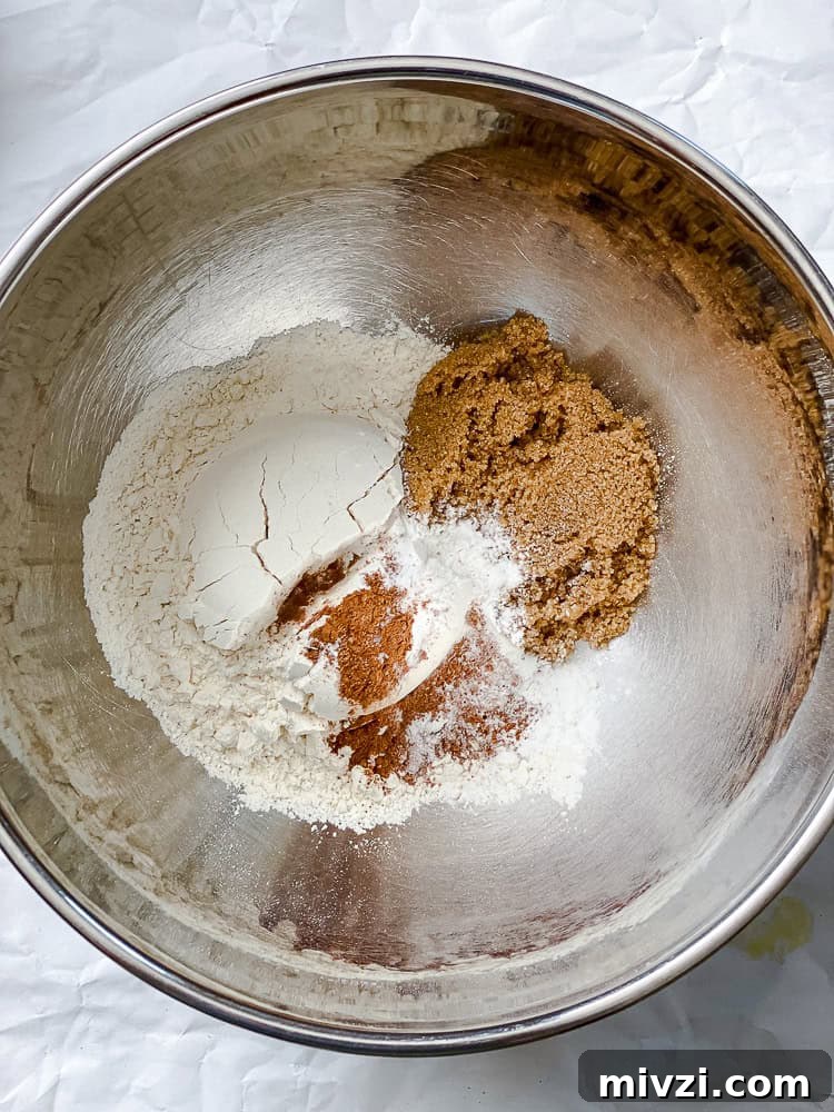 process shot showing mixing ingredients in a bowl