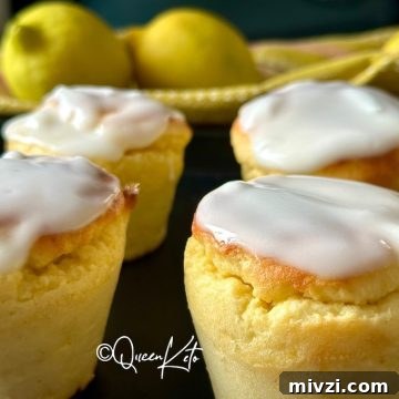 keto sugar-free lemon muffins with the queenketo logo
