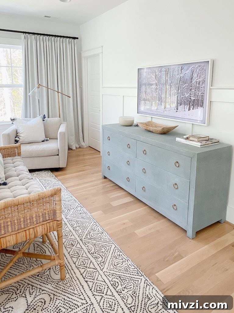 a Samsung Frame tv in a bedroom