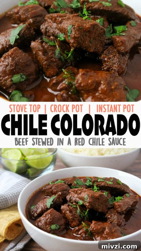 Chile Colorado {Beef Stewed in a Red Chile Sauce} aka Carne Con Chile Rojo