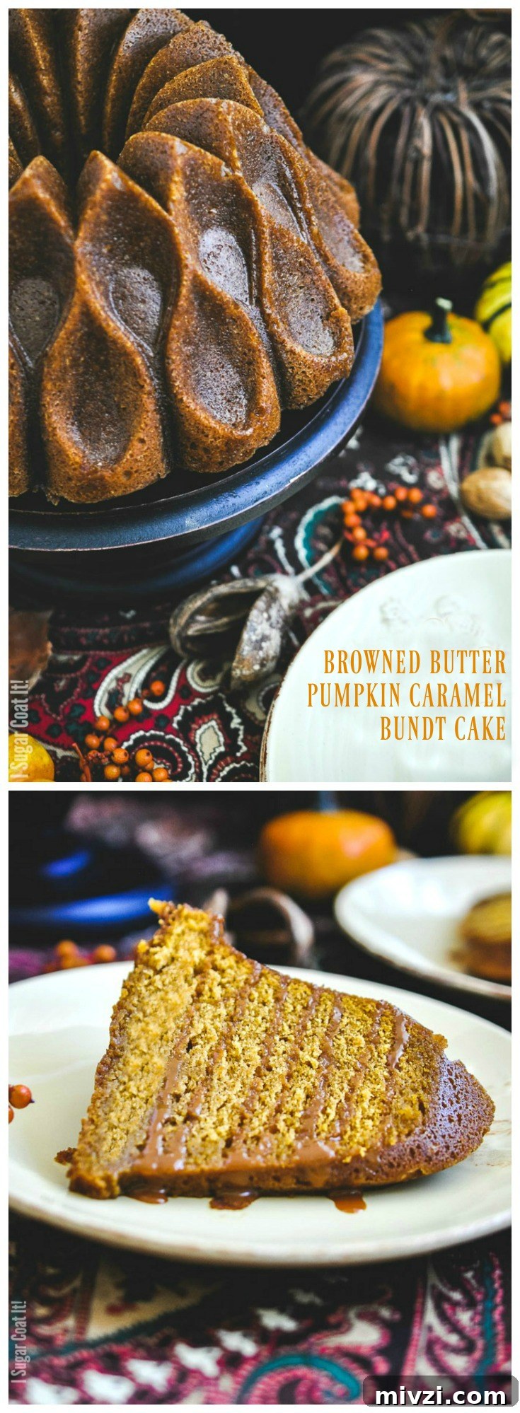 Lightly spiced, with a tender crumb and caramel drizzle, this Browned Butter Pumpkin Caramel Bundt Cake is bursting with the flavours of fall. A perfect addition to your Thanksgiving table! 