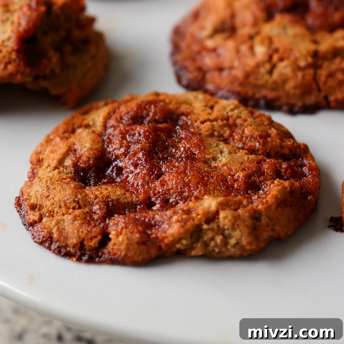 close-up of gochujang caramel cookies on the baking sheet