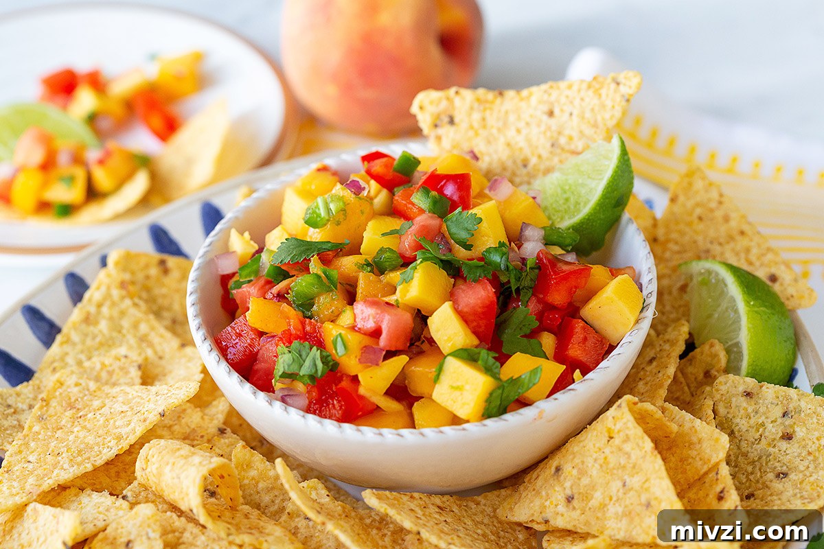 Serving Peach Mango Salsa