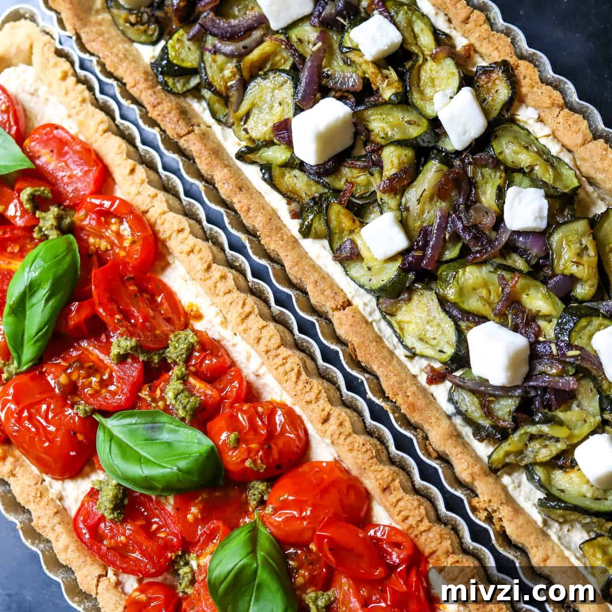 Vegan Roasted Vegetable Tart with Hummus