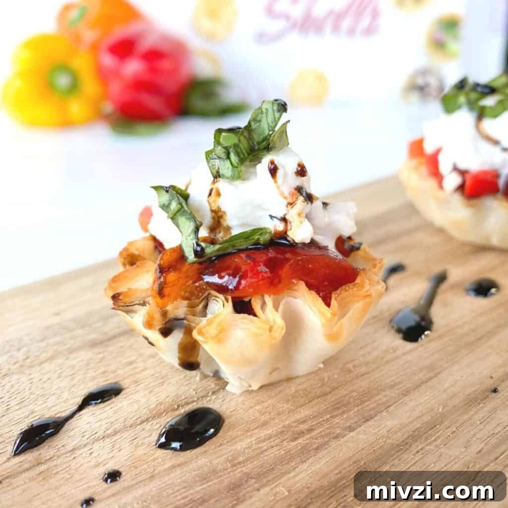 Cold and Room-Temperature Appetizers: 30 Make-Ahead Ideas 13 phyllo cups filled with peppers and burrata