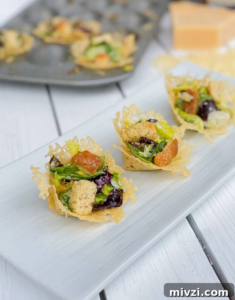 Cold and Room-Temperature Appetizers: 30 Make-Ahead Ideas 15 mini 3 ingredient parmesan cheese boats with caesar salad