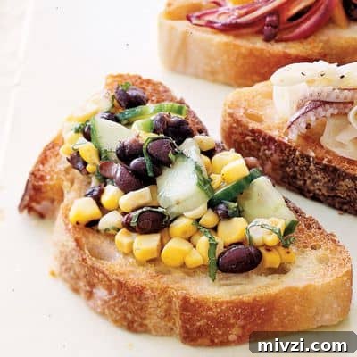 Cold and Room-Temperature Appetizers: 30 Make-Ahead Ideas 34 corn salsa with beans over crostini.