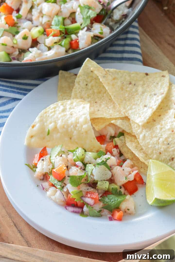 Cold and Room-Temperature Appetizers: 30 Make-Ahead Ideas 7 Shrimp ceviche with tortilla chips.