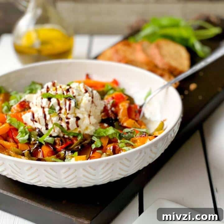 Cold and Room-Temperature Appetizers: 30 Make-Ahead Ideas 9 Burrata cheese peppers and garlic in a bowl for serving.