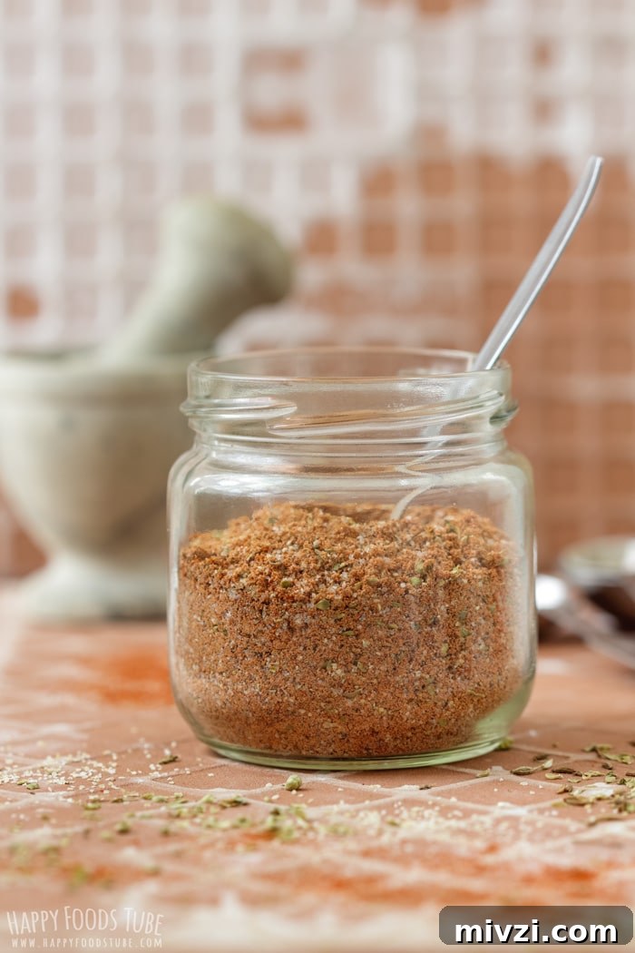 Homemade Fajita Seasoning Mix - blended spices in the jar