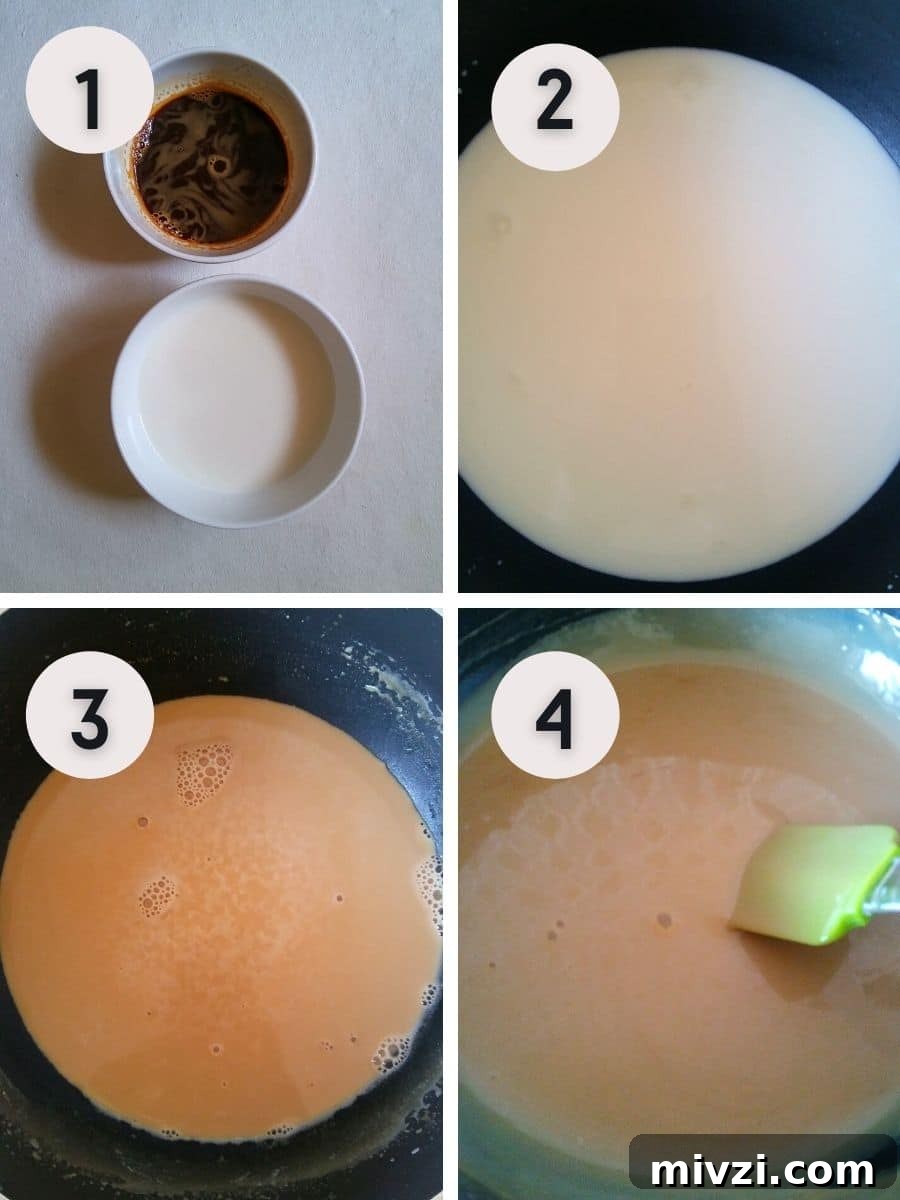 Coffee pudding recipe making stepwise