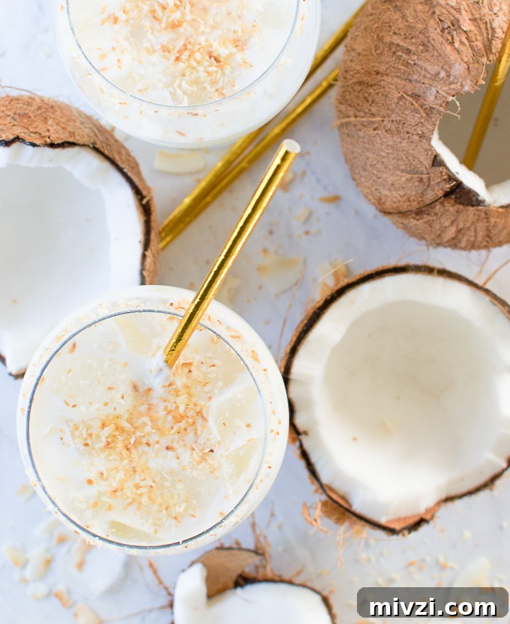 Batida de coco - Brazilian Coconut Cocktail, a classic tropical drink