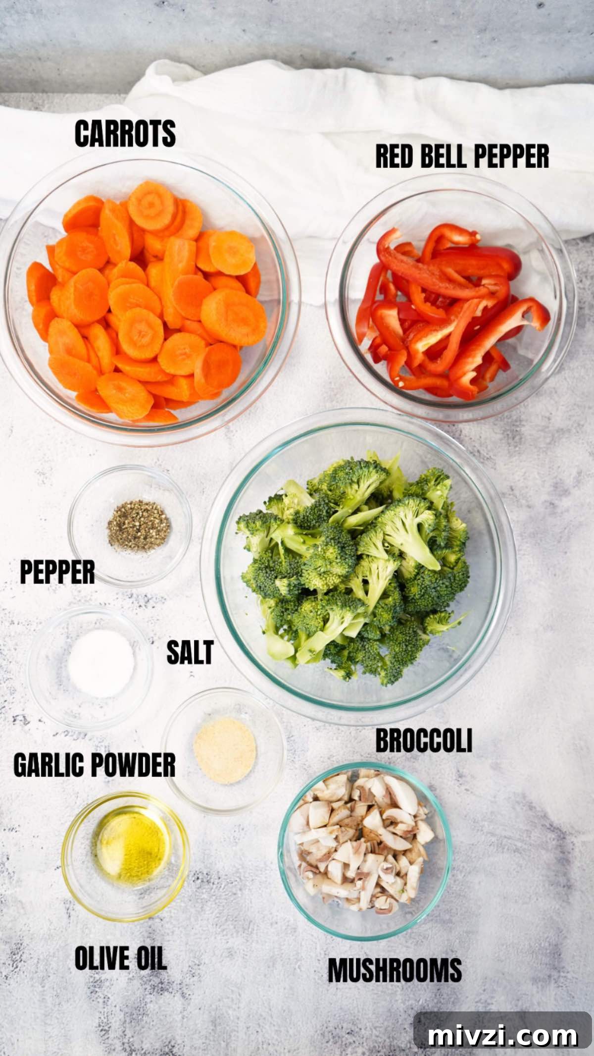 Labeled Ingredients for Smoked Vegetables