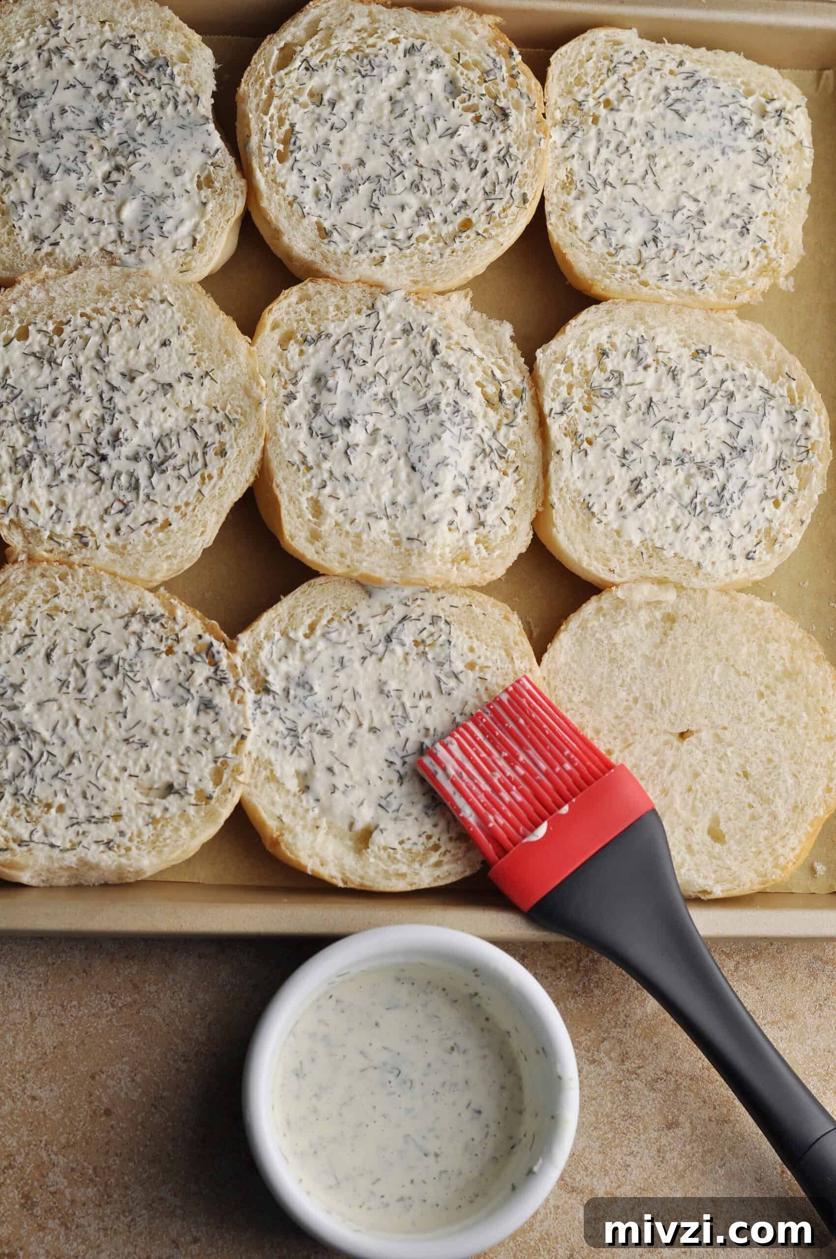 Step 2: spread ranch on rolls
