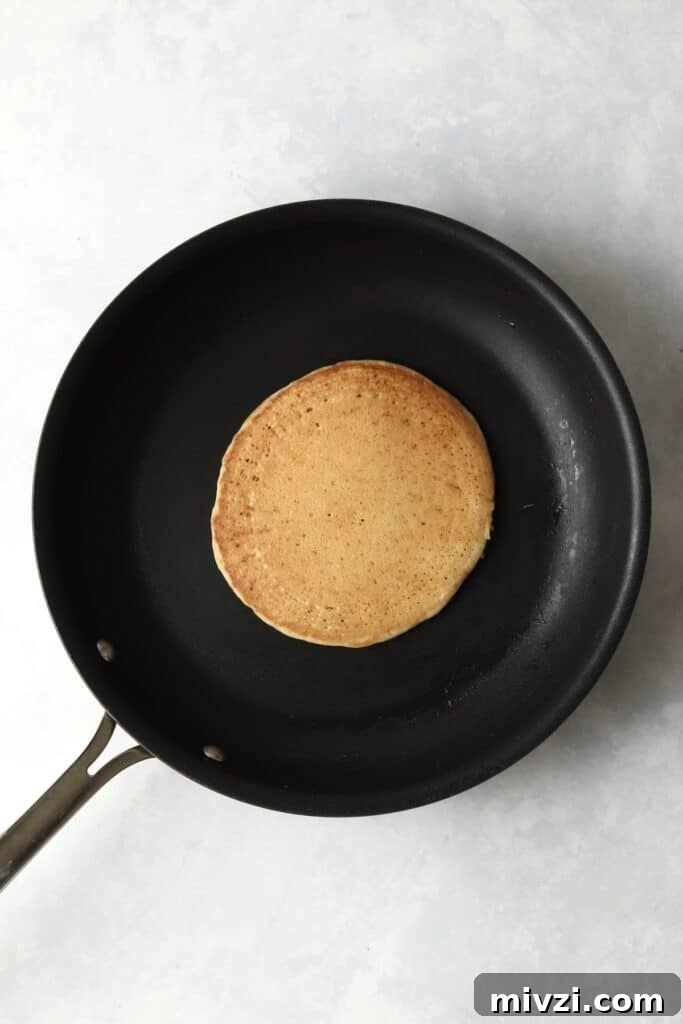 cooked pancake in skillet