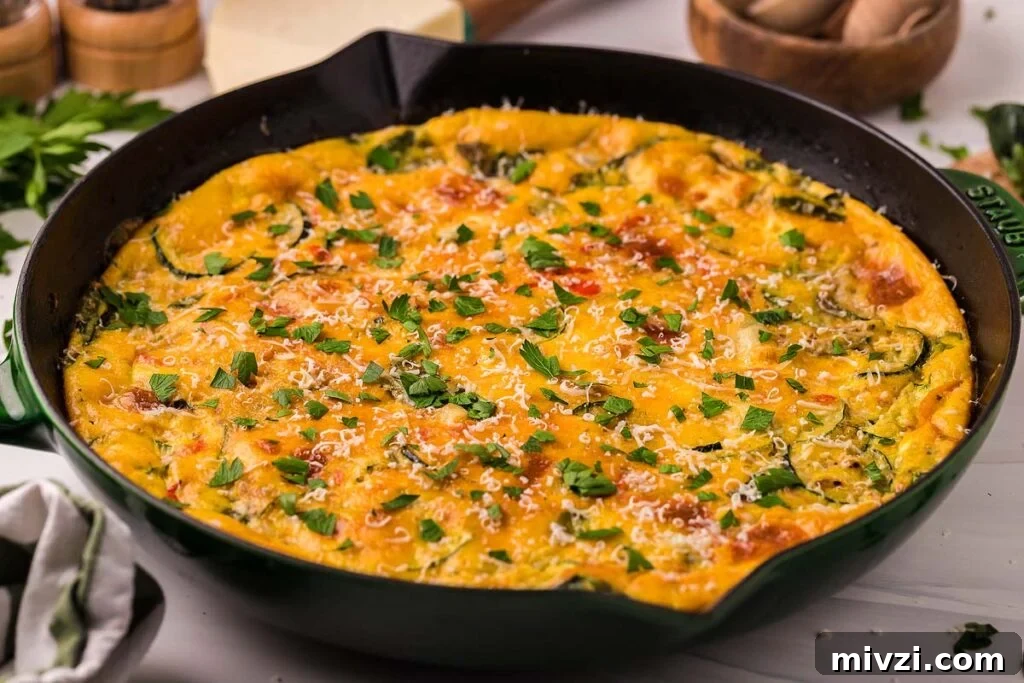 29 Cozy One-Pot Fall Dinners That Cut the Cleanup 10 A vegetable frittata cooked in a cast iron skillet.